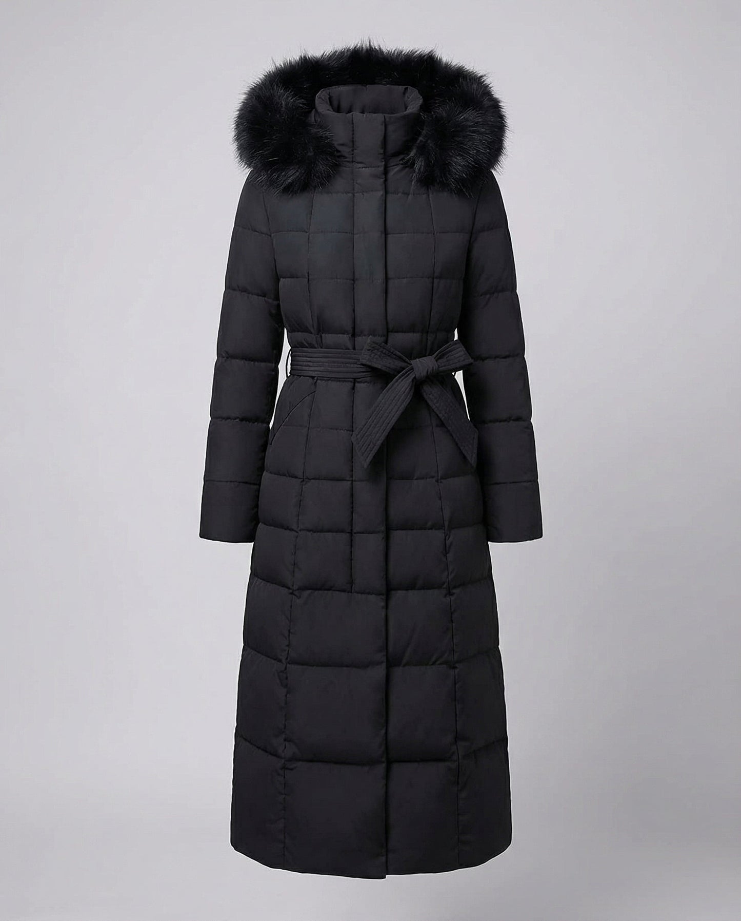 Damen Wintermantel Lang Leder