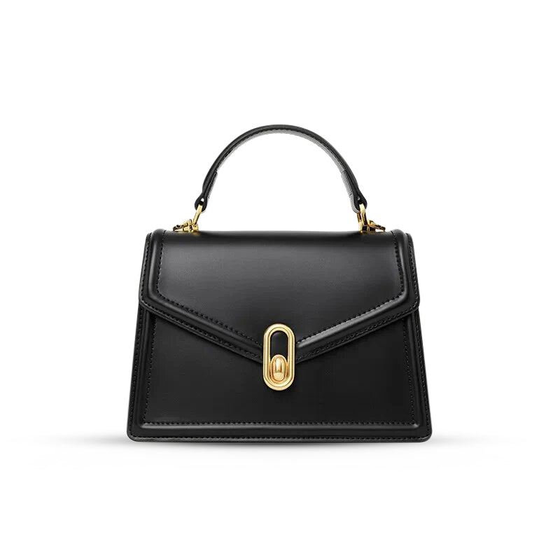 Damenhandtasche Strukturiert Leder -Handle Goldfarben