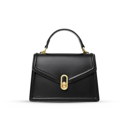 Damenhandtasche Strukturiert Leder -Handle Goldfarben