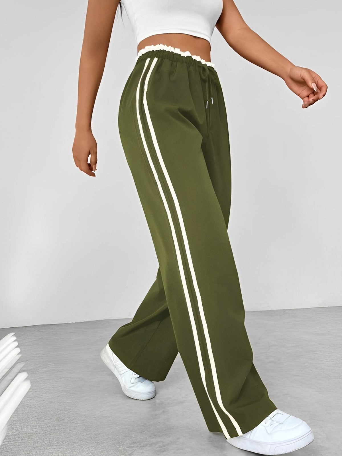 Damen Straight-Hose Weit Geschnitten Sportlich
