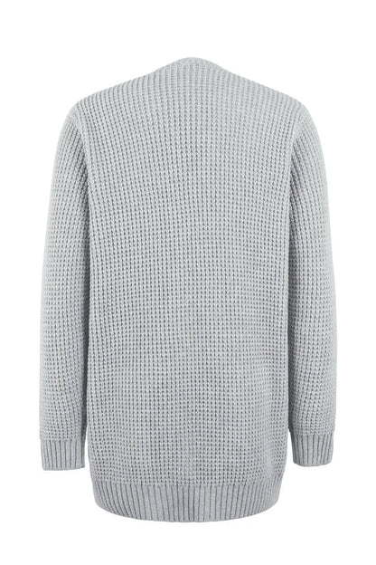 Damen Strickjacke Lang Verlängert Winterstruktur