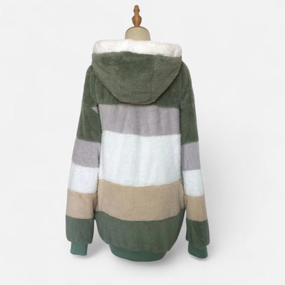 Triswina Damen Oversized Jacke mit Kapuze Gestreift