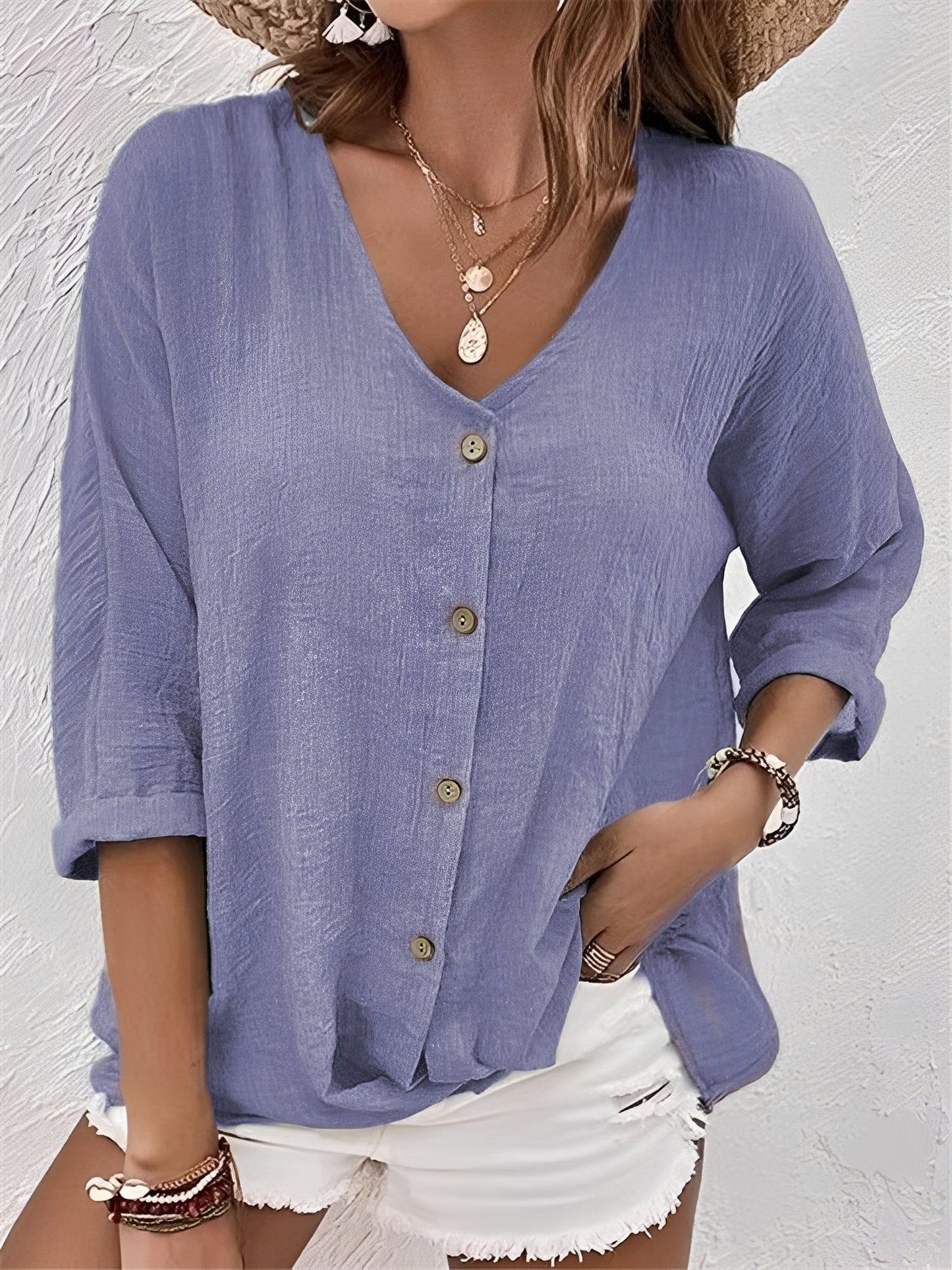 Damen V-Ausschnitt Shirt Bequem