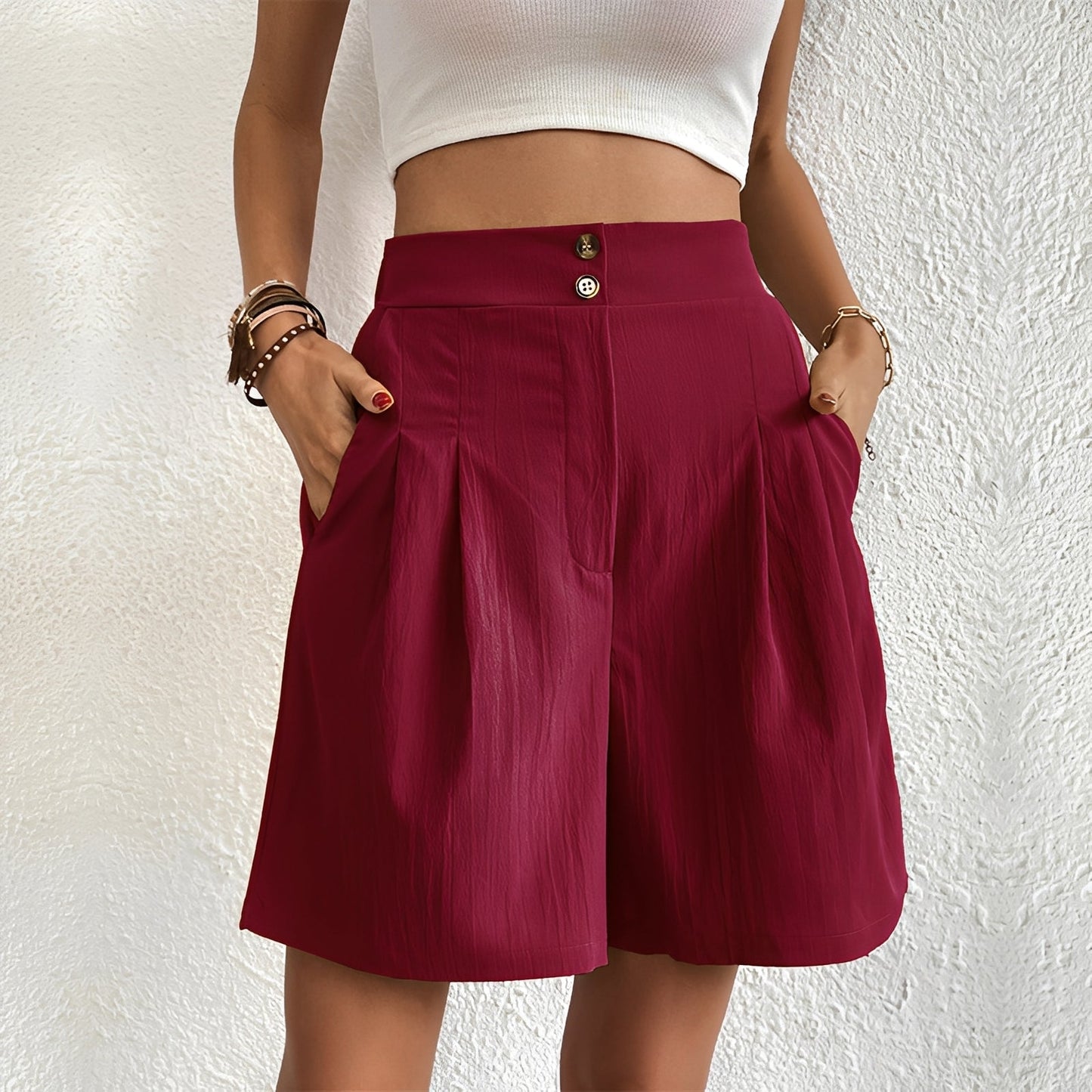 Damen Hochtaillen-Shorts Lässig Bequem