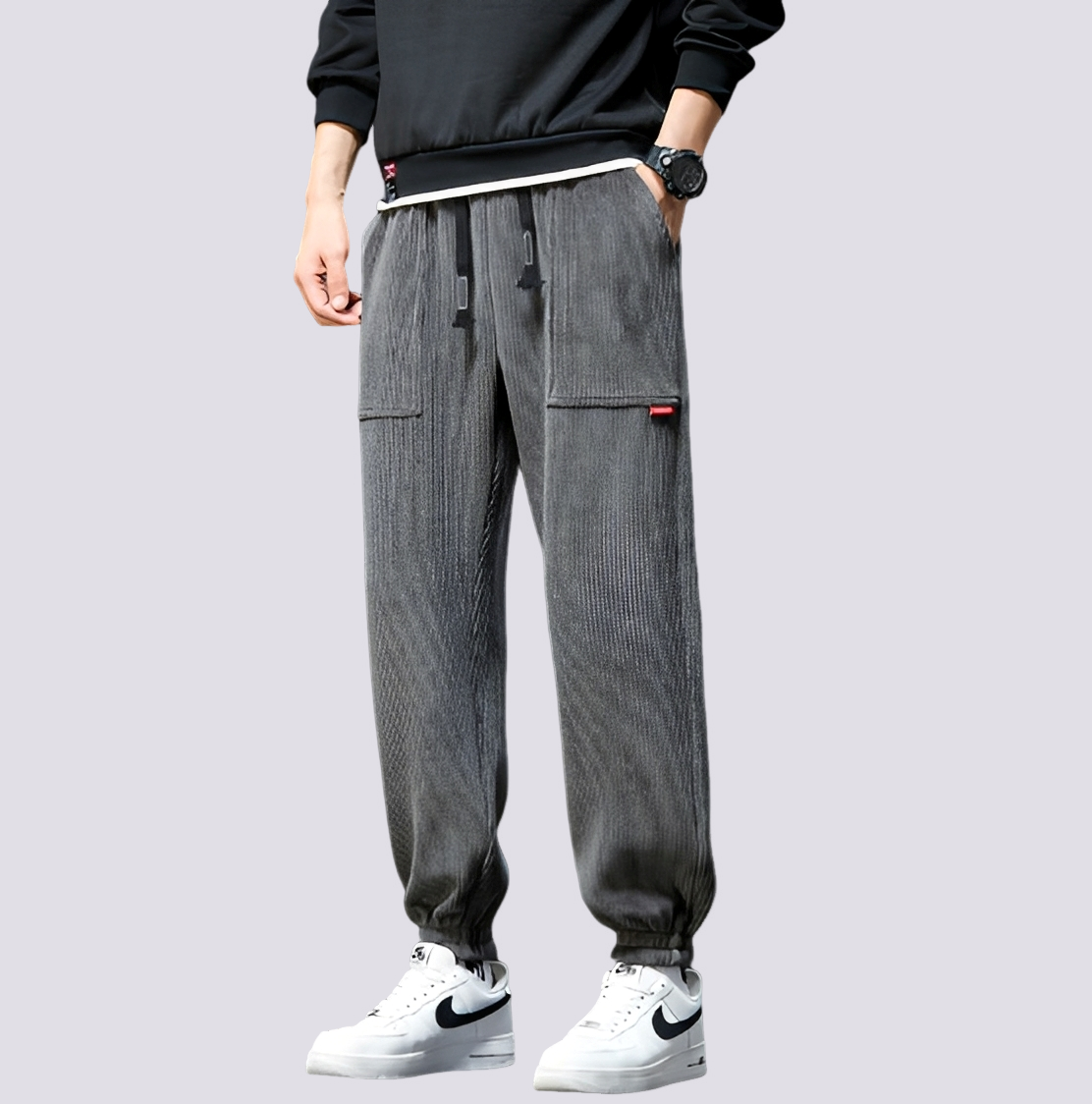 Benji Herren Cord-Jogginghose Lässig Beige