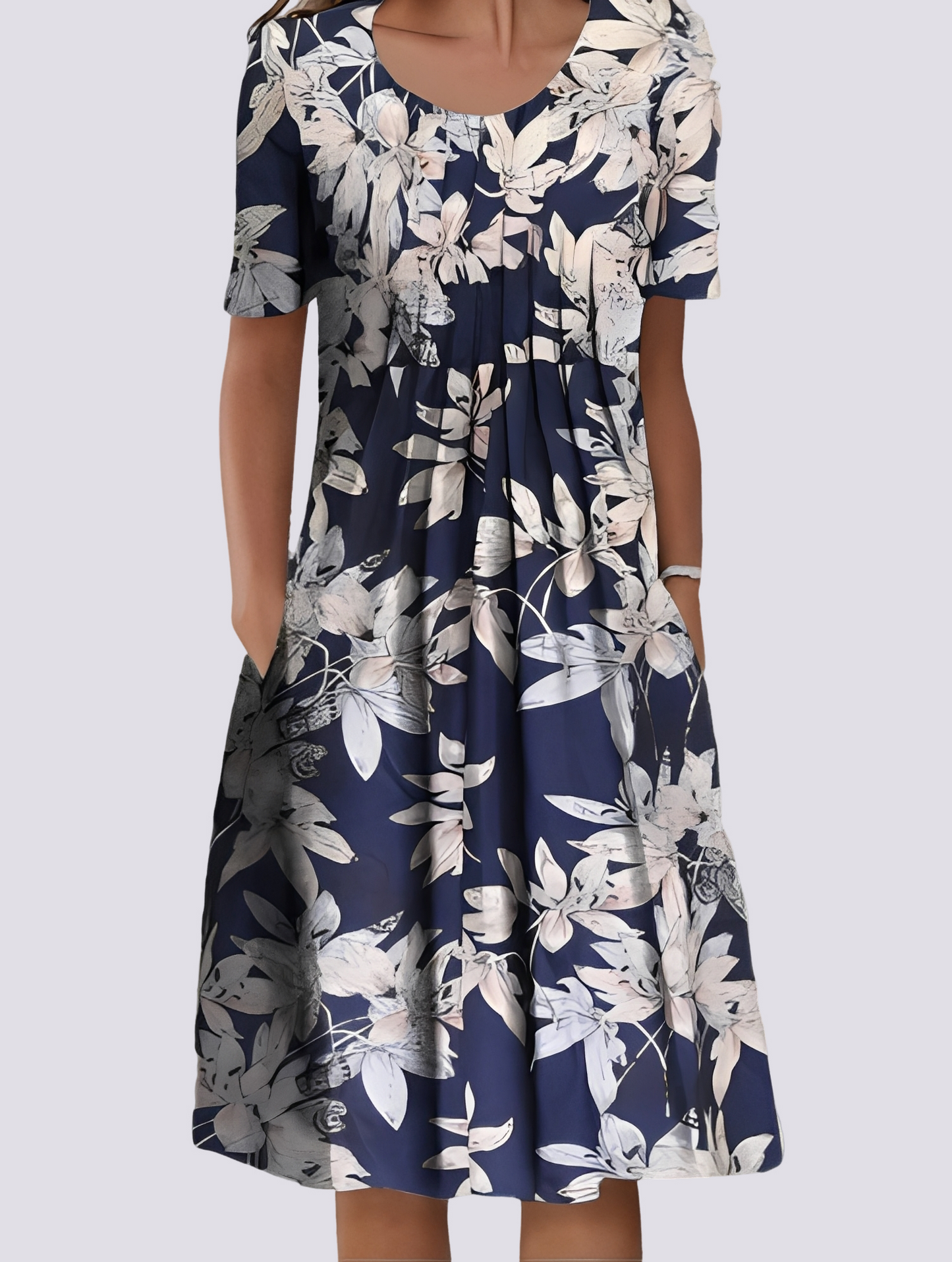 Damen Lockeres Blumenmuster-Kleid