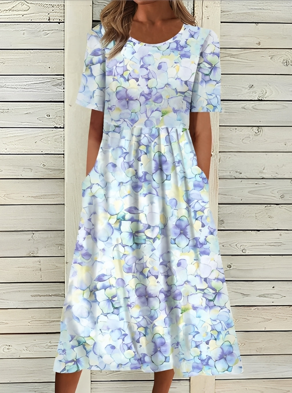 Damen Midikleid Floral Elegantes Kleid Fließend