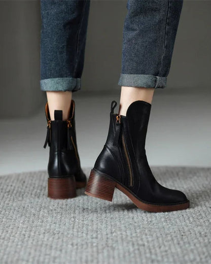 e Lederstiefel Damen Elegante Absatzschuhe