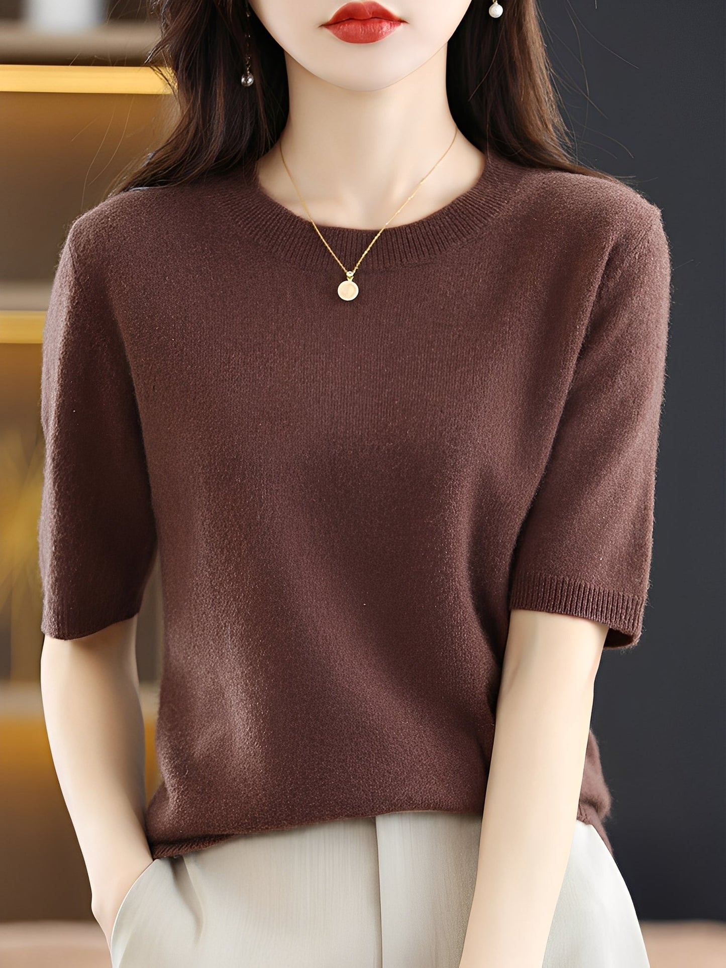 Damen Kurzarm-Pullover
