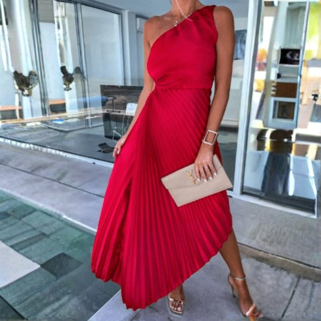 Damen Hochzeitsgastkleid Ein-Schulter Maxikleid - Norvielle