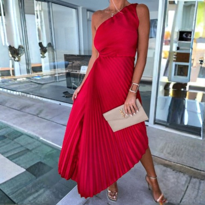 Damen Hochzeitsgastkleid Ein-Schulter Maxikleid - Norvielle