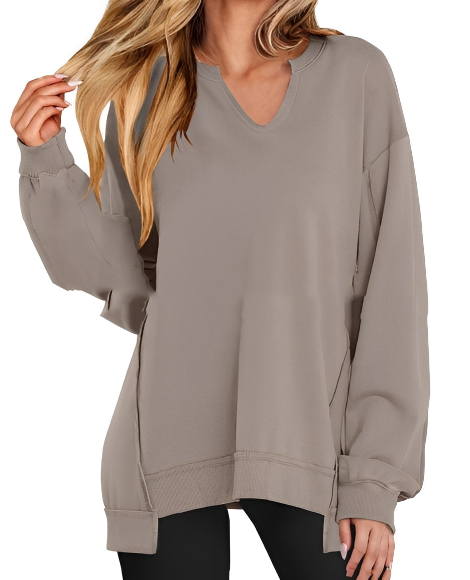 Damen Pullover Gestreift V-Ausschnitt Lässig