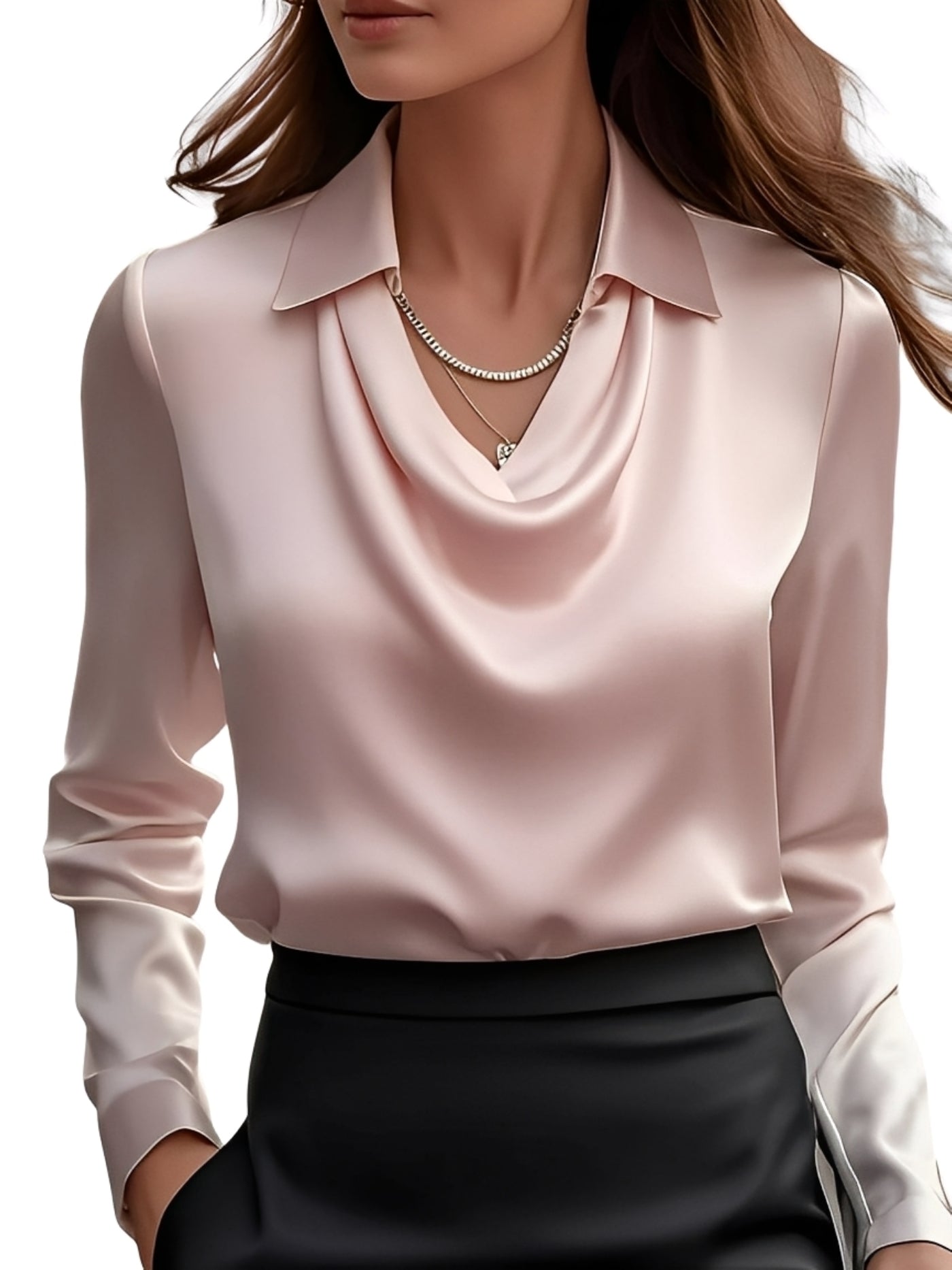 Damen Satinbluse Langärmlig Elegante Bluse - Norvielle