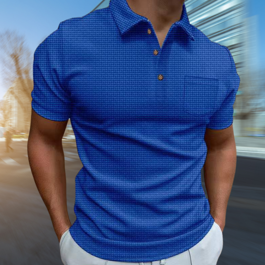 Herren Strukturiertes Poloshirt Sommer Baumwolle Weiß