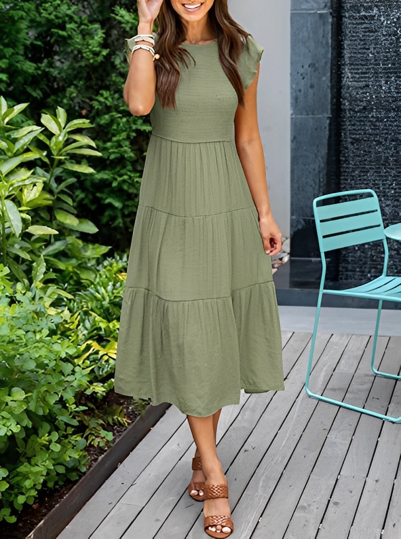 Damen A-Linie Kleid Lässig Fließend