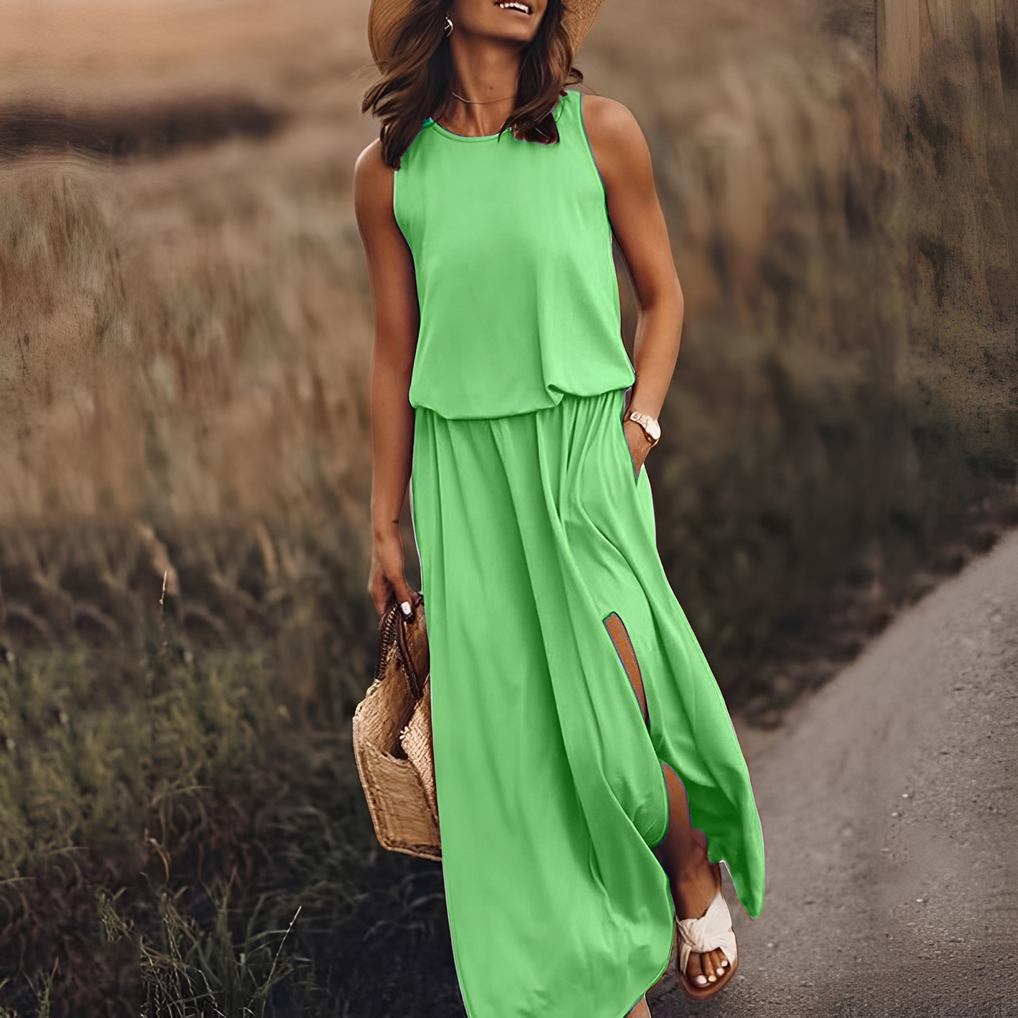 Agnes Damen Ärmelloses Maxikleid