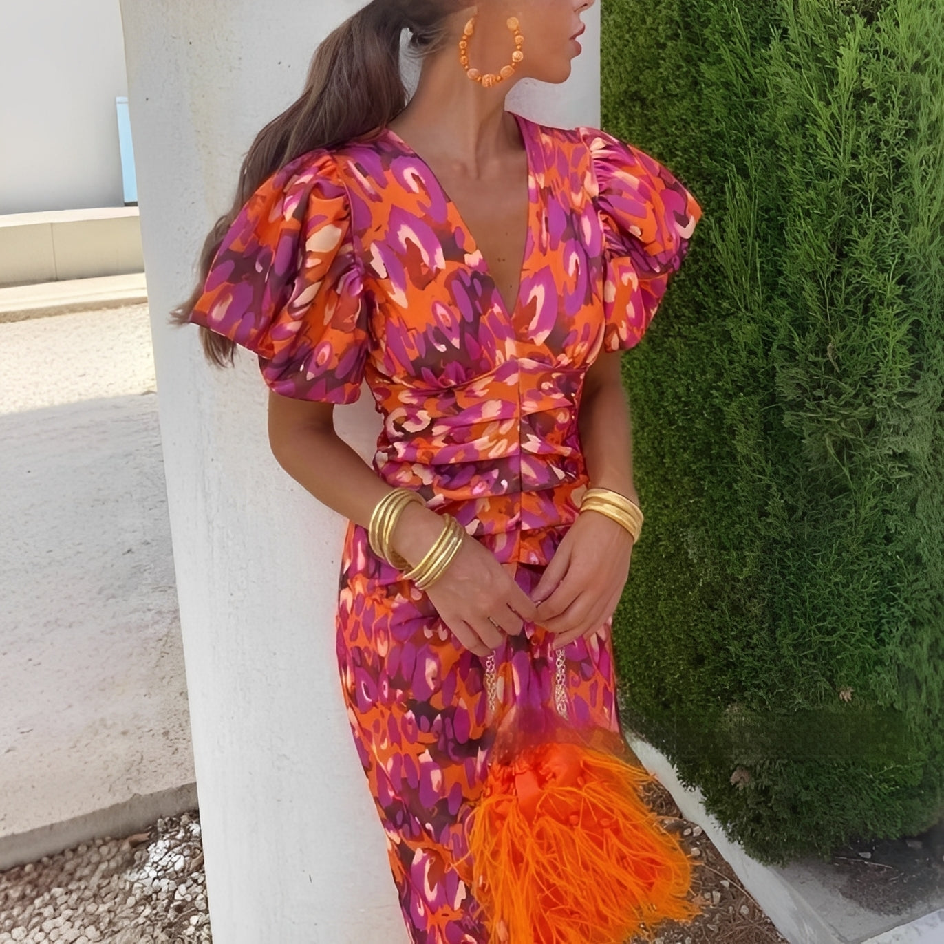 Damen Kleid mit Print Schmal Geschnitten - Norvielle