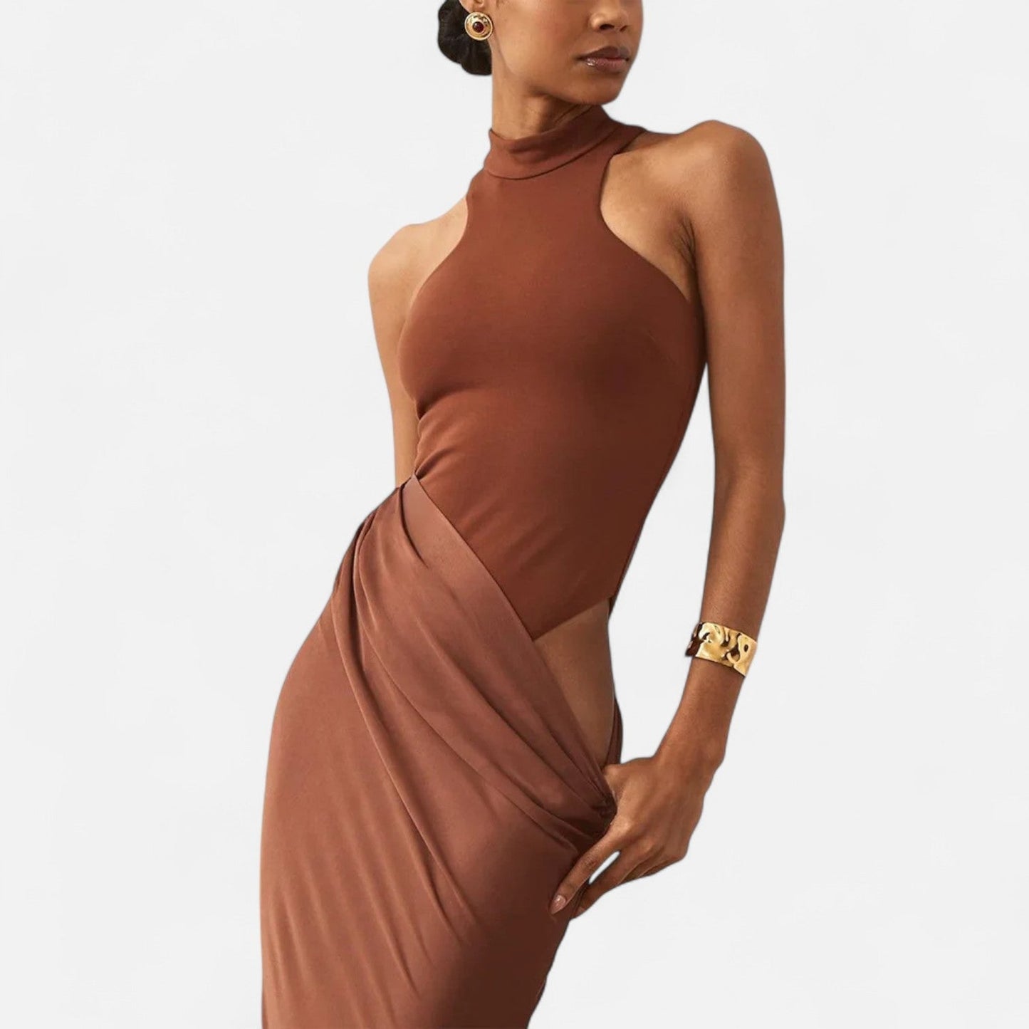 Damen Maxikleid Cut-Out Neckholder