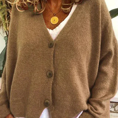 Damen Strickjacke V-Ausschnitt Knöpfe - Norvielle