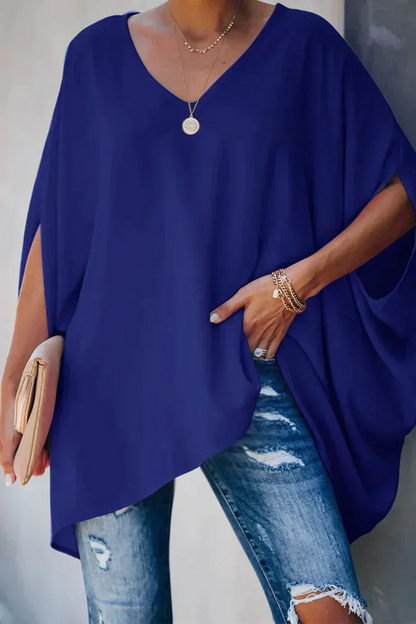 Damen Bluse V-Ausschnitt Weit