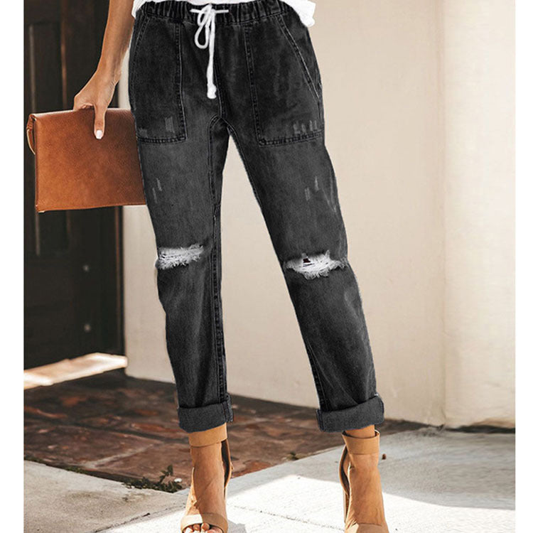 Norvielle Damen Distressed-Jeans Hose