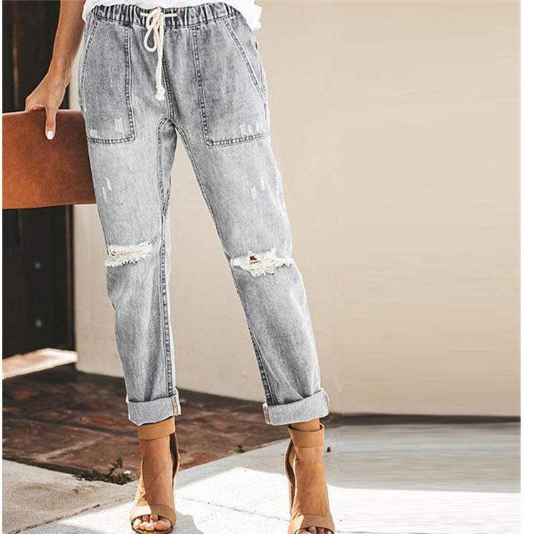 Norvielle Damen Distressed-Jeans Hose - Norvielle