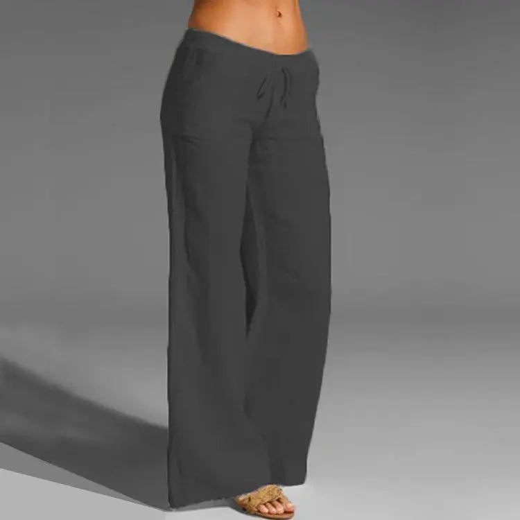 Norvielle Damen Sommerhose Leicht Lockeres Bein Schwarz - Norvielle