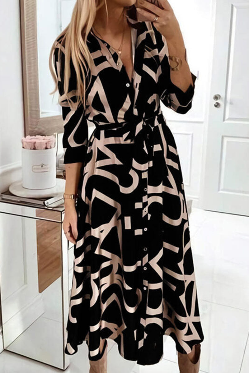 Norvielle Damen A-Linie Kleid mit Umschlagkragen und Spalt - Norvielle