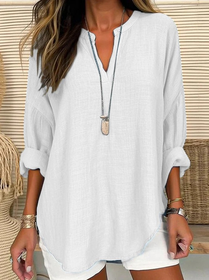 Damen Bluse Lockere Knopfverschluss
