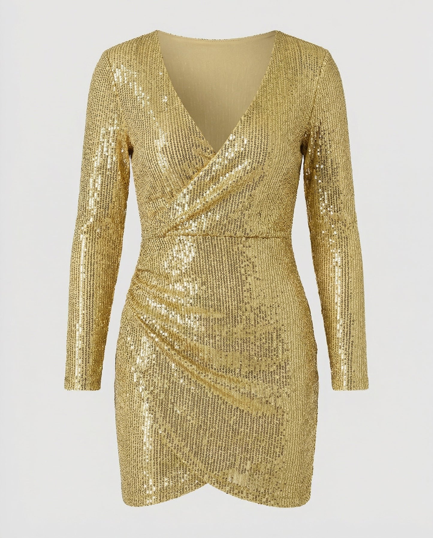 Paillettenkleid Damen V-Ausschnitt Glitzer