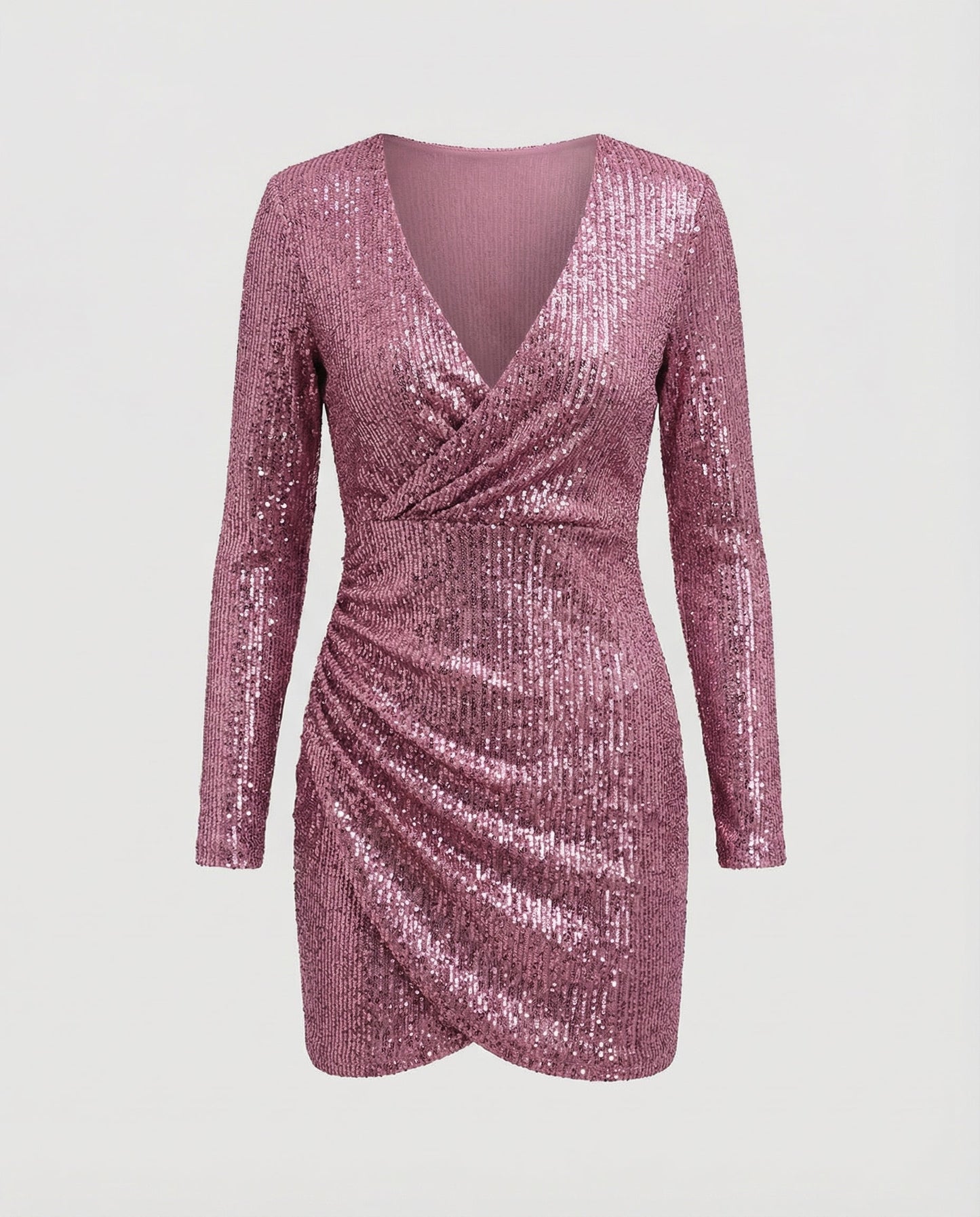 Paillettenkleid Damen V-Ausschnitt Glitzer