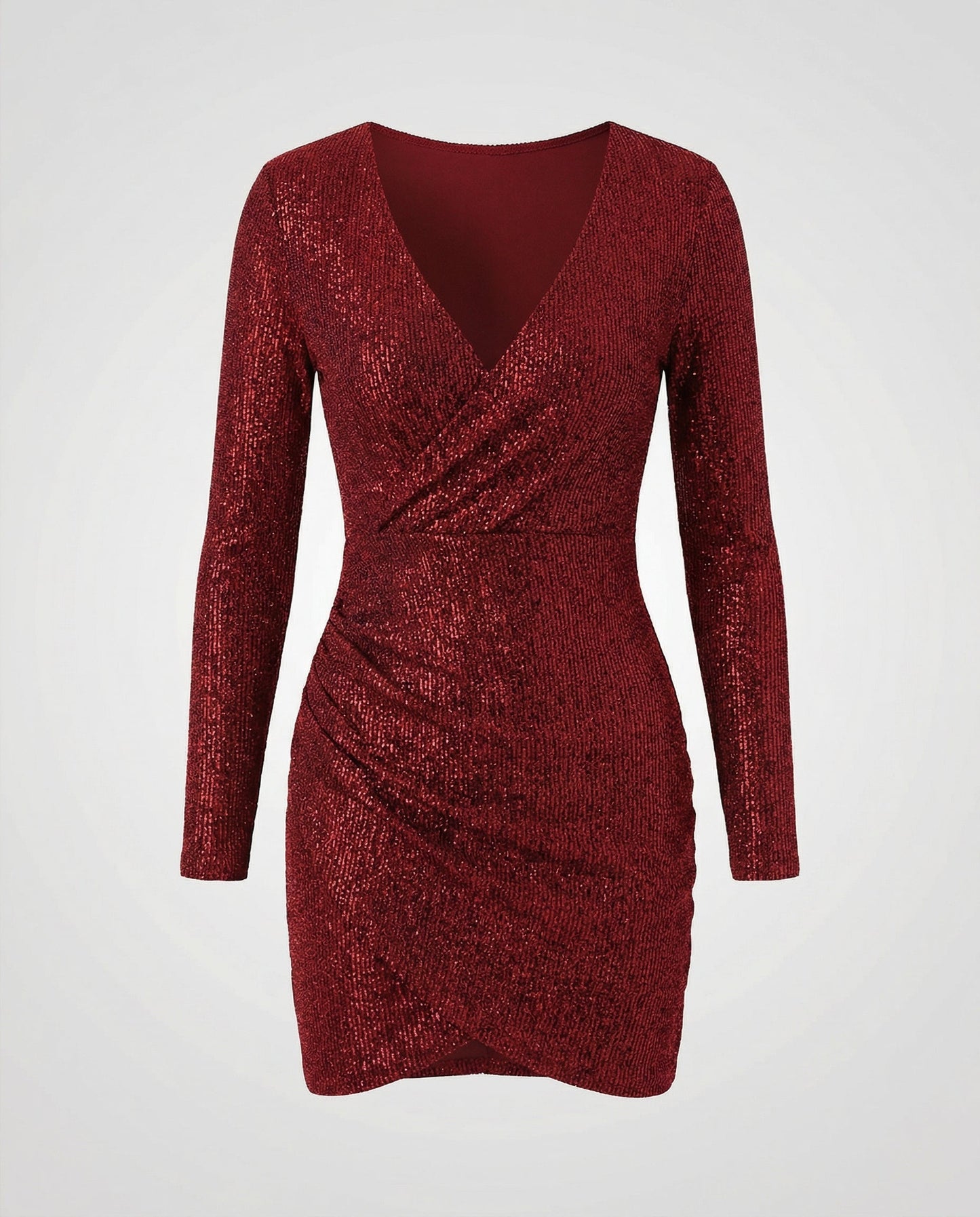 Paillettenkleid Damen V-Ausschnitt Glitzer