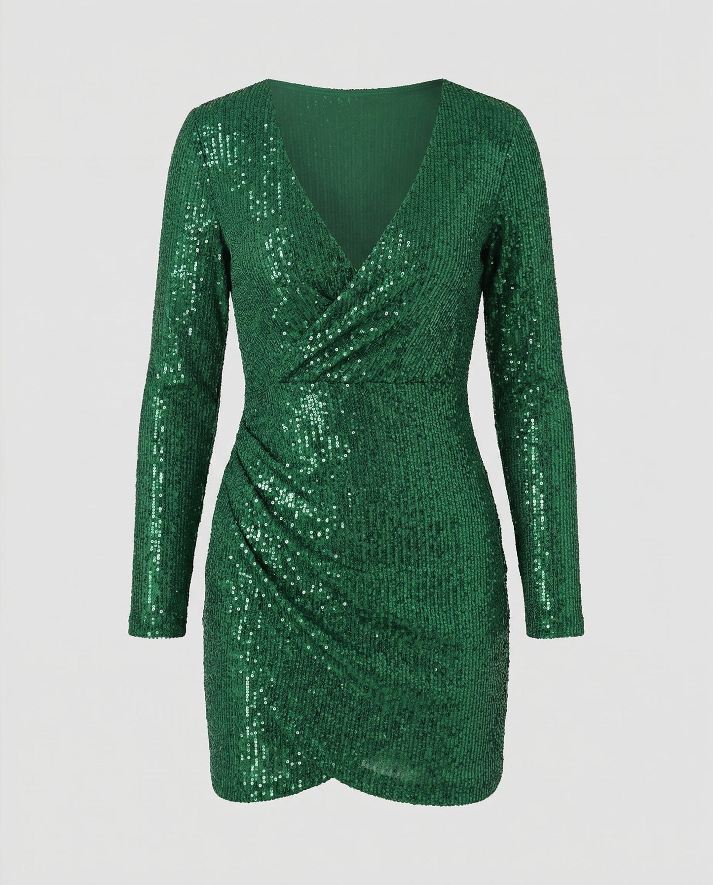 Paillettenkleid Damen V-Ausschnitt Glitzer