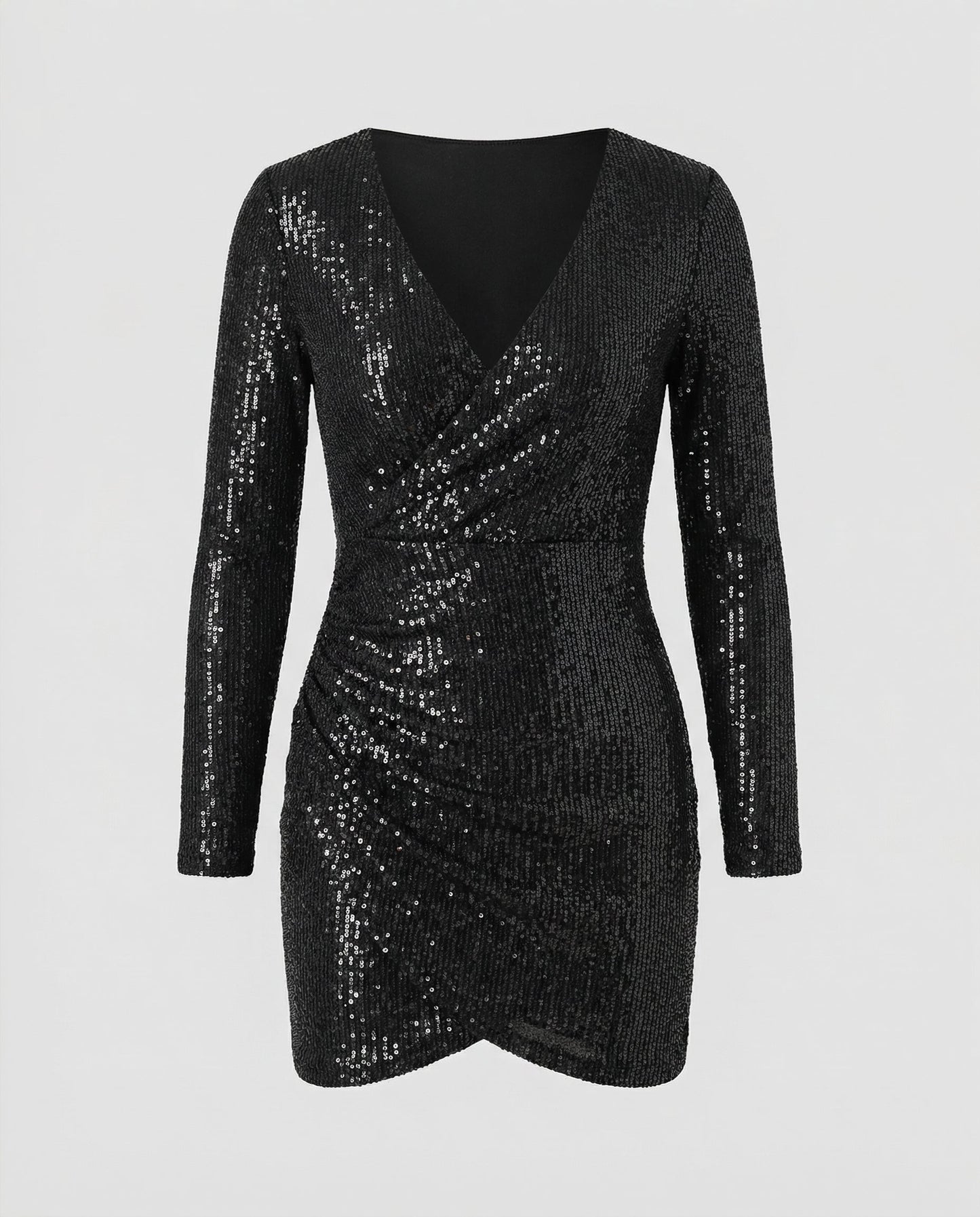 Paillettenkleid Damen V-Ausschnitt Glitzer