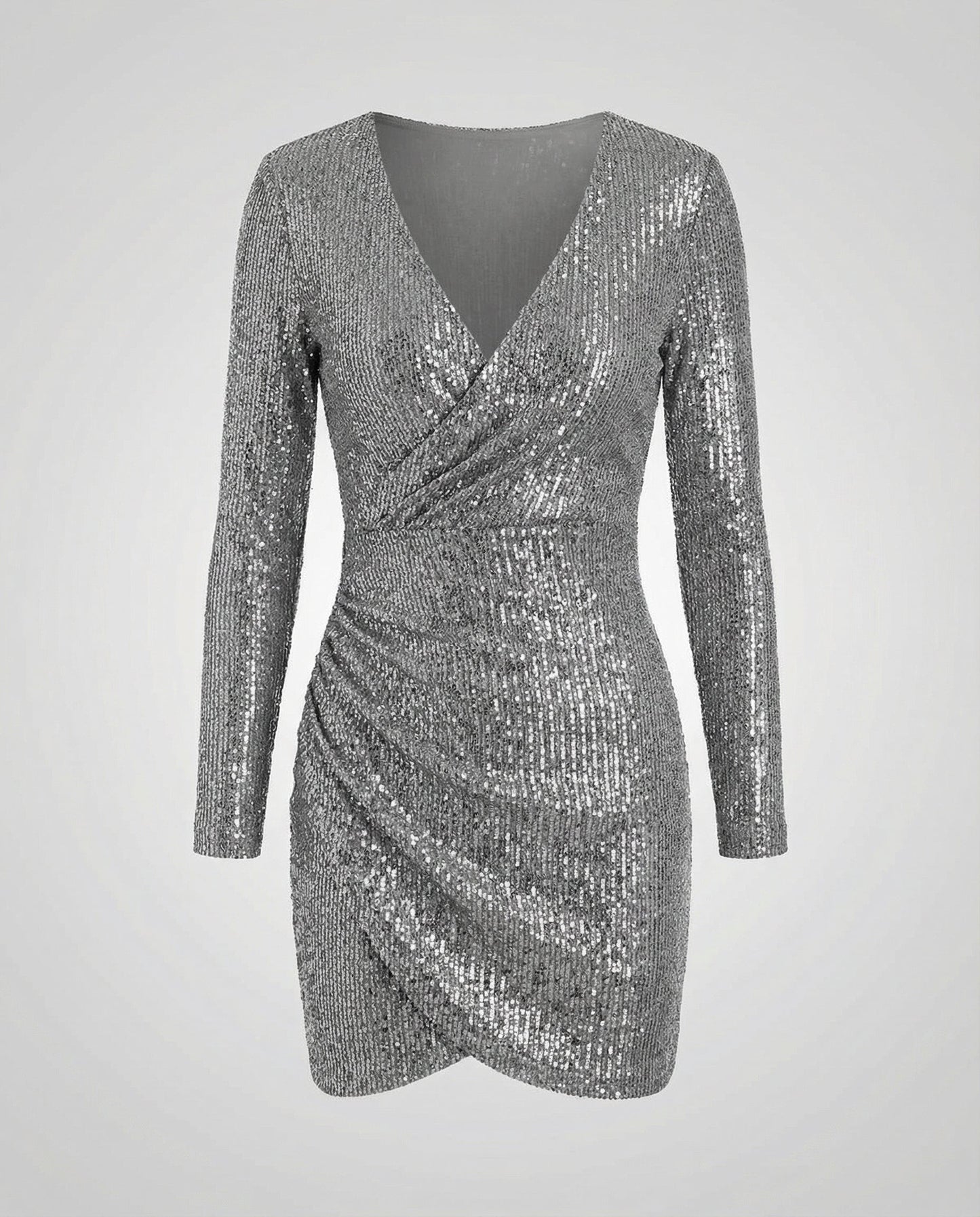 Paillettenkleid Damen V-Ausschnitt Glitzer