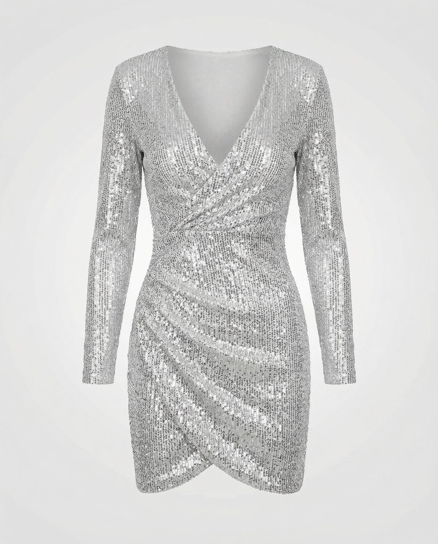 Paillettenkleid Damen V-Ausschnitt Glitzer