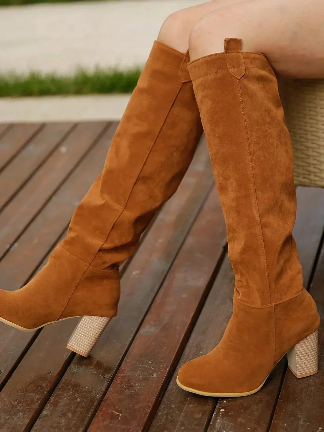 Norvielle Damen Kniehohe Stiefel mit Absatz