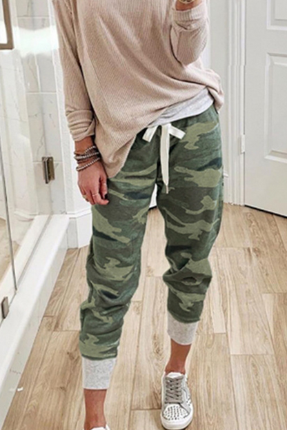 Norvielle Damen Caprihosen Camouflage-Druck Stretch - Norvielle