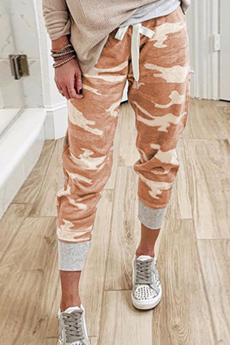 Norvielle Damen Caprihosen Camouflage-Druck Stretch