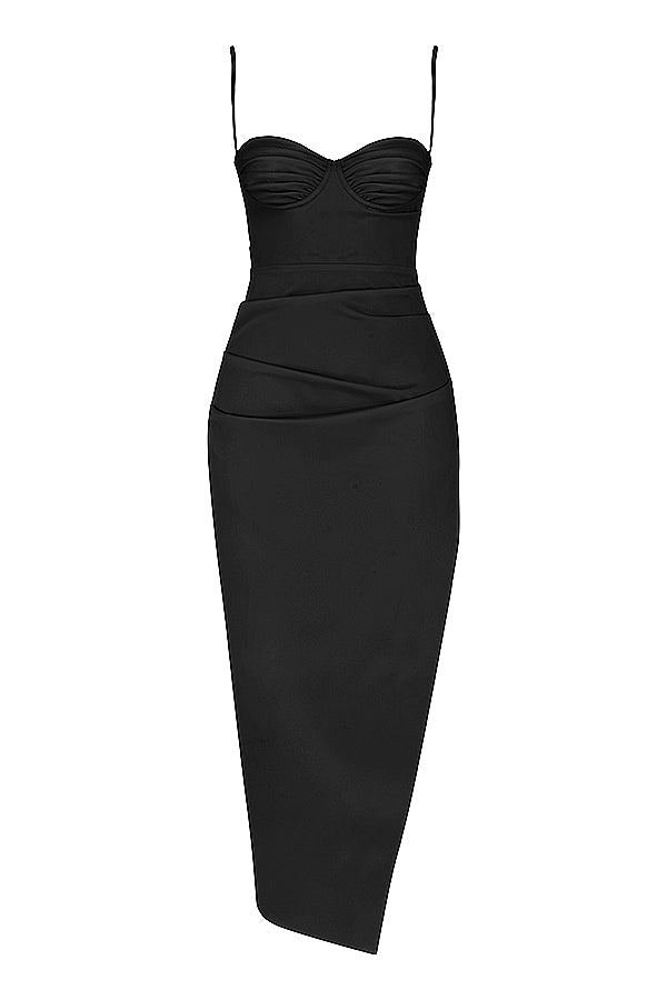 Norvielle Damen Midikleid Plissiertes Korsett