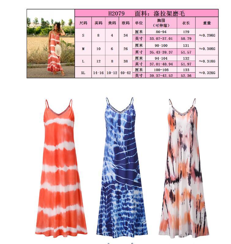 Damen Maxikleid Batikdesign V-Ausschnitt Norvielle