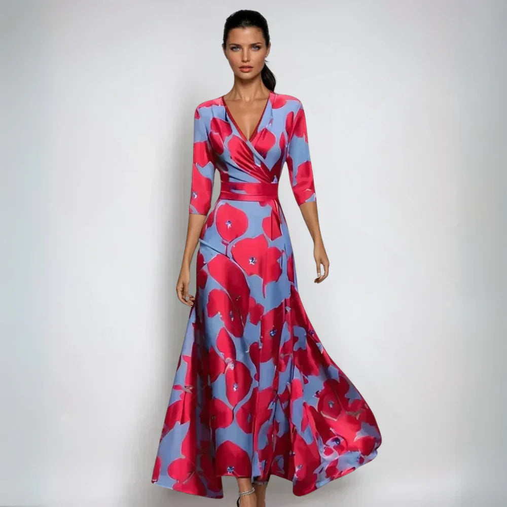 Damen Maxikleid Blumenmuster Elegant Lang - Norvielle