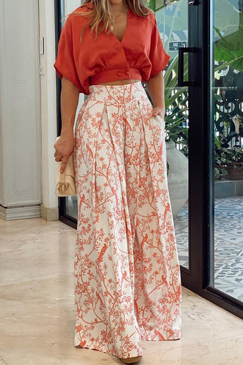 Damen V-Ausschnitt und Hosen Set