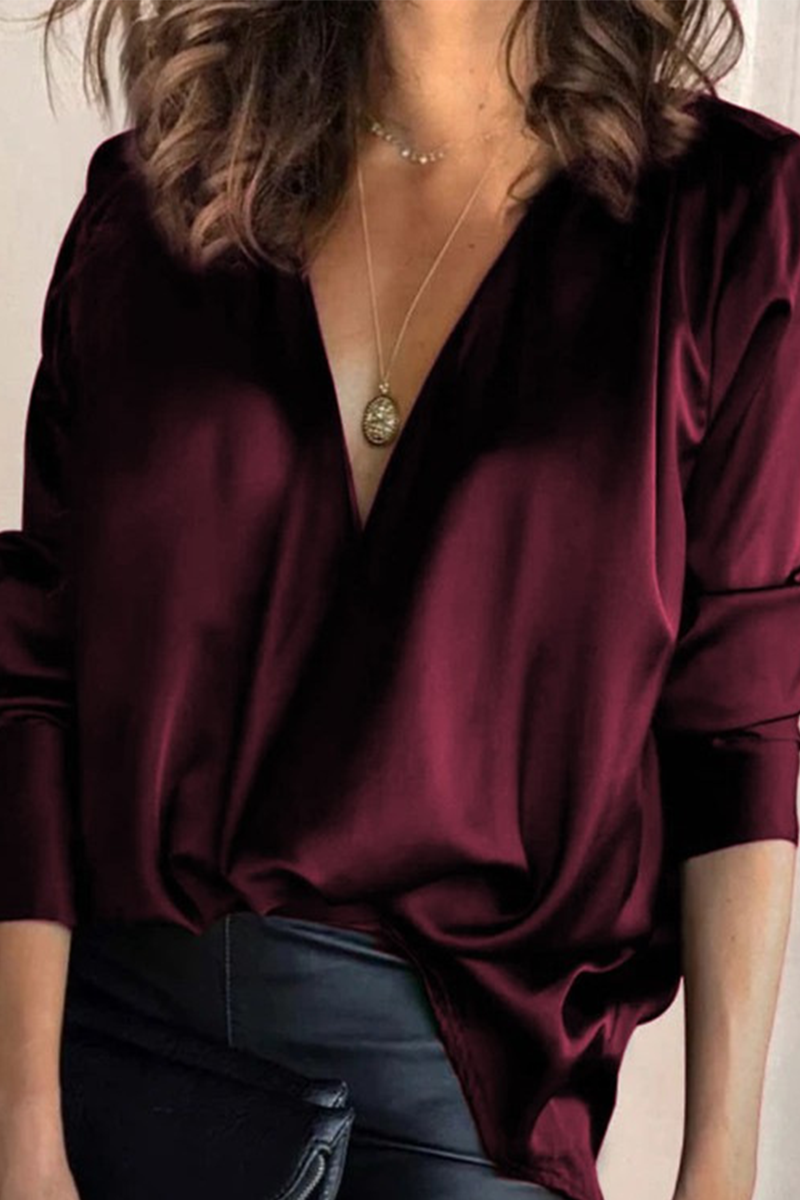 Damen V-Ausschnitt Bluse Lässig