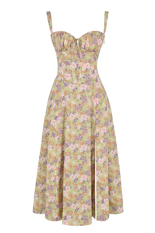 Damen Midikleid Taillenformend Bunt