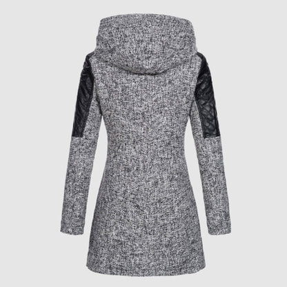 Damen Steppjacke mit Kapuze und asymmetrischem Reißverschluss