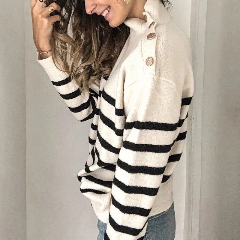 Damen Rollkragenpullover Stripes Norvielle