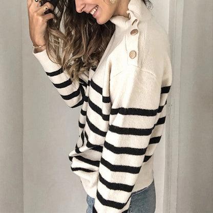 Damen Rollkragenpullover Stripes Norvielle