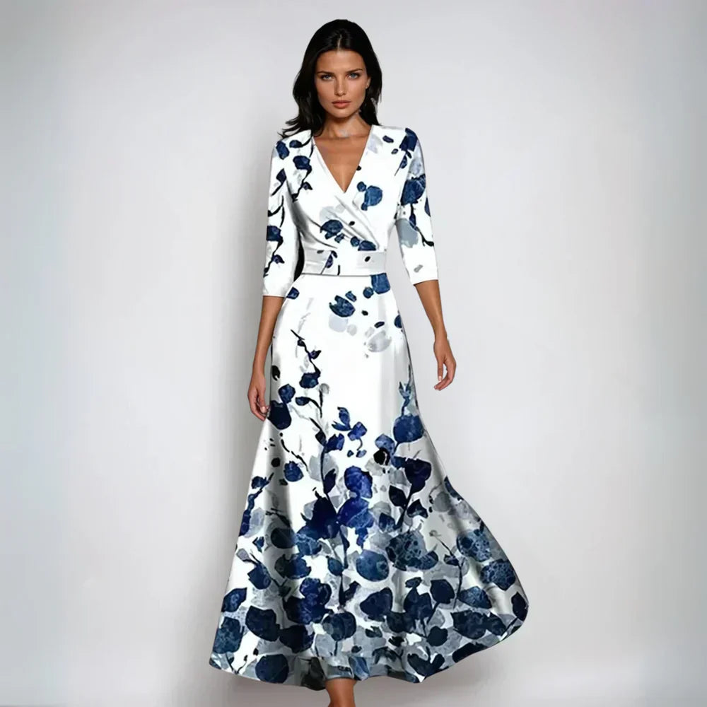 Damen Wickelkleid Blumenmuster Elegantes Jersey