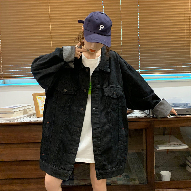 Damen Oversized Denimjacke Weiches Innenfutter